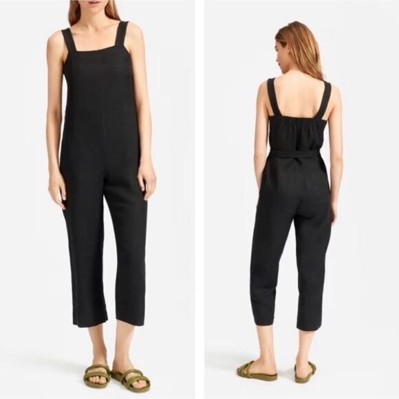 Everlane Linen Jumpsuit in Washed Black Size 4 - Picture 2 of 16